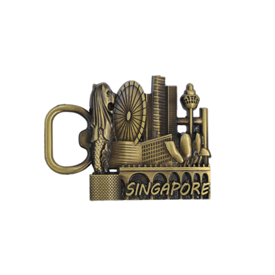 কেনা Antique Gold Singapore Signage Bottle Opener Vintage Metal Die-casting Round 2.5 অনলাইনে উৎপাদন